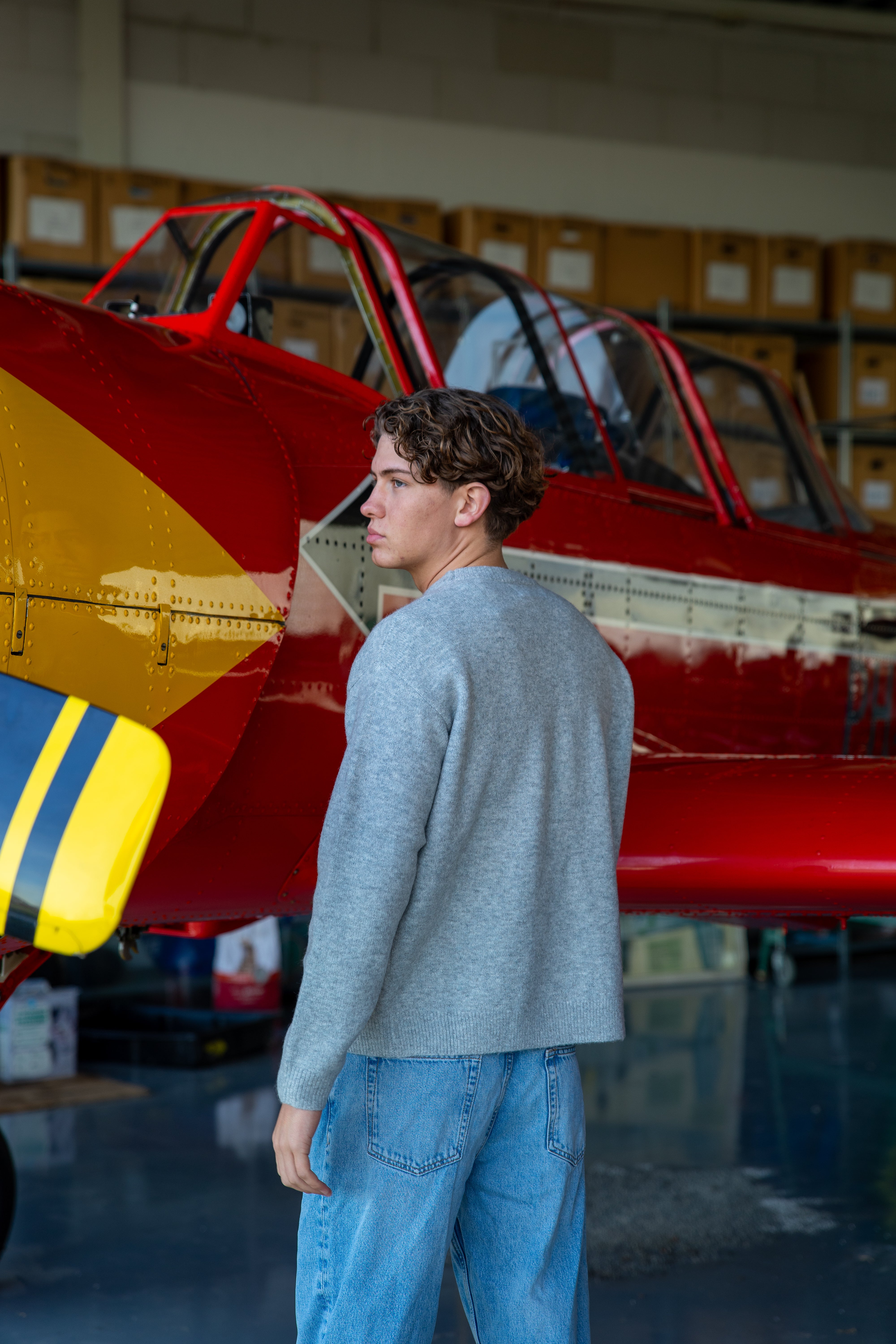 Merino Knit Trui – Grijs (Wit Logo) (MEN)