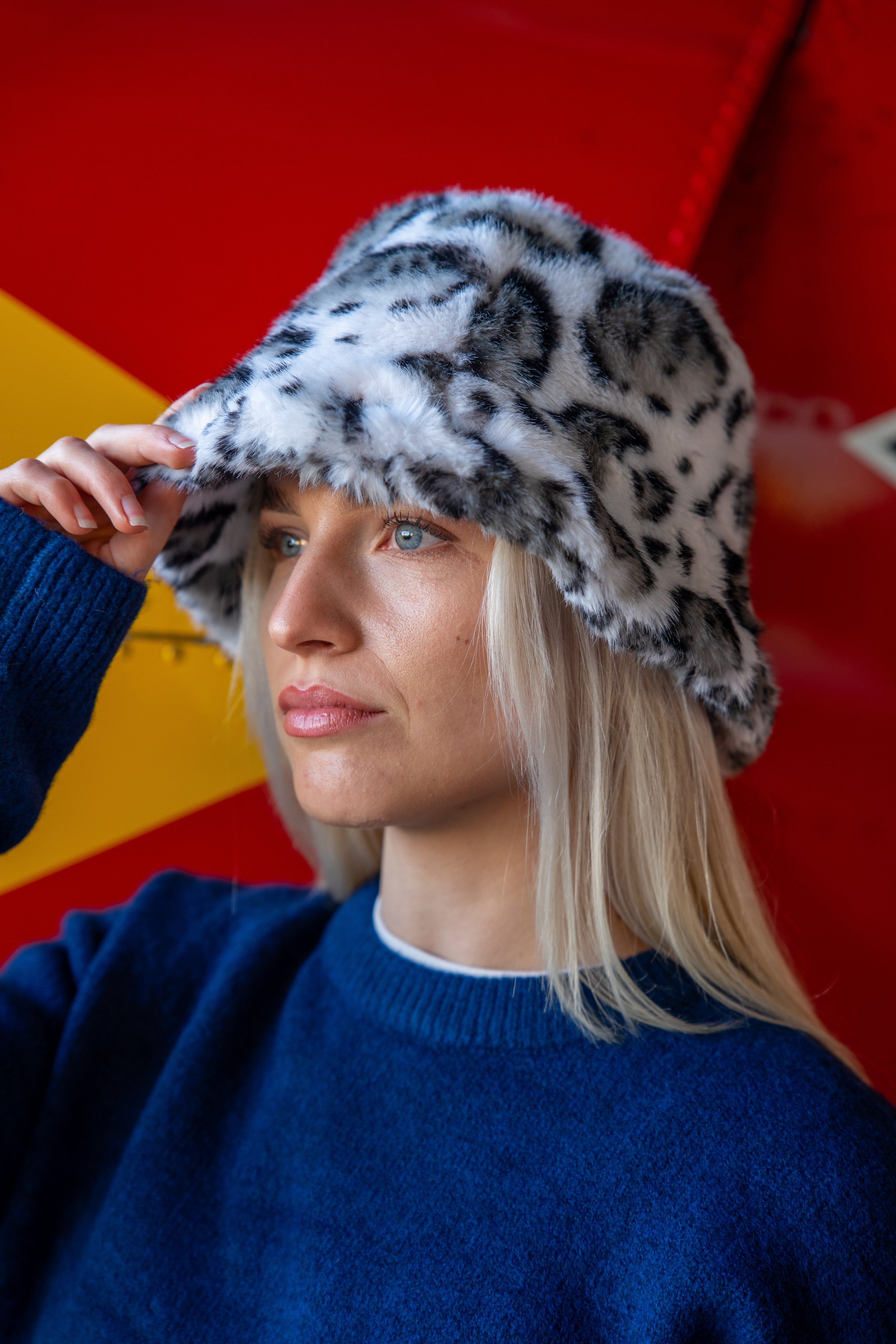 Panter Bucket Hat Set (Wit + Bruin)